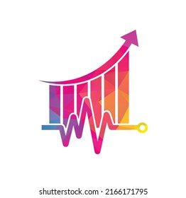 Finance pulse logo. Heart beat finance logo design icon. stats pulse logo design template.