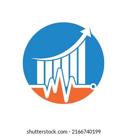 Finance pulse logo. Heart beat finance logo design icon. stats pulse logo design template.