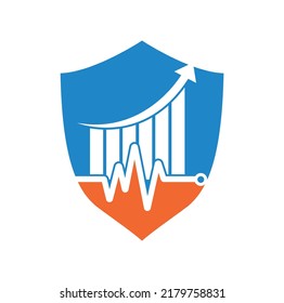 Finance pulse logo. Heart beat finance logo design icon. stats pulse logo design template.