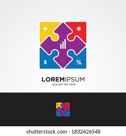 Diseño vectorial del logotipo del rompecabezas de finanzas