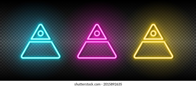 finance pyramid neon vector icon. Illustration neon blue, yellow, red icon set.