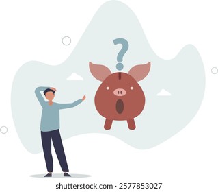 Finance question or saving problem, doubt or confusion, banking or economic uncertainty,flat characters.