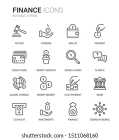 Finance Related Thin Line icons - Editable