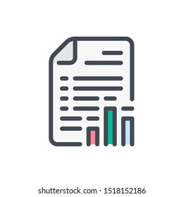 Finance report color line icon. Document with graph vector outline colorful sign.