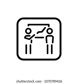 Finance report, graph increase icon. Business meeting vector linear illustration.