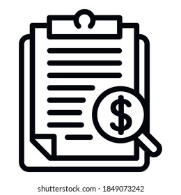 Finance report icon. Outline finance report vector icon for web design isolated on white background