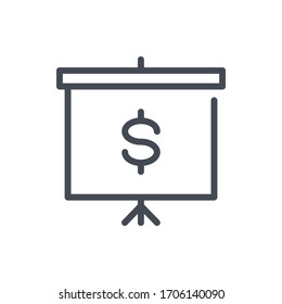 Icono de línea Informe financiero. Signo de esquema vectorial de presentación del informe financiero.