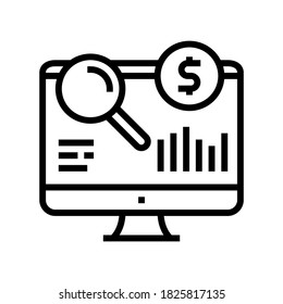 vector de icono de línea de investigación financiera. signo de investigación financiera. símbolo de contorno aislado ilustración negra