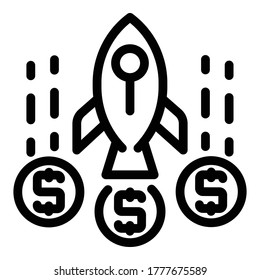 Finance rocket idea icon. Outline finance rocket idea vector icon for web design isolated on white background