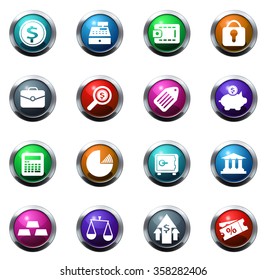 finance round glossy web icon set