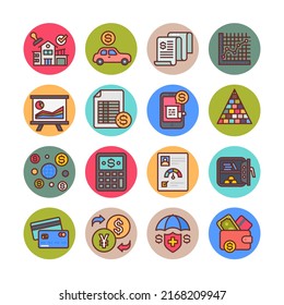 Finance Round Icons - Stroked, Vectors