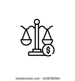 Finance Scale Vector Line Illustration. Business and Finance icon 