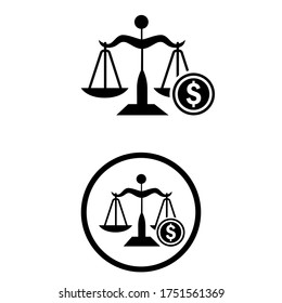 Vectoricón de Escala Financiera. Signo de ilustración de Business and Finance Filled. símbolo de balance. 