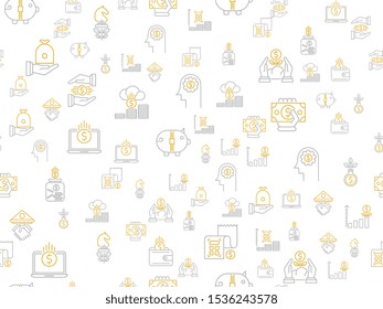 Finance seamless pattern design, Repeat textile design. Fabric print.