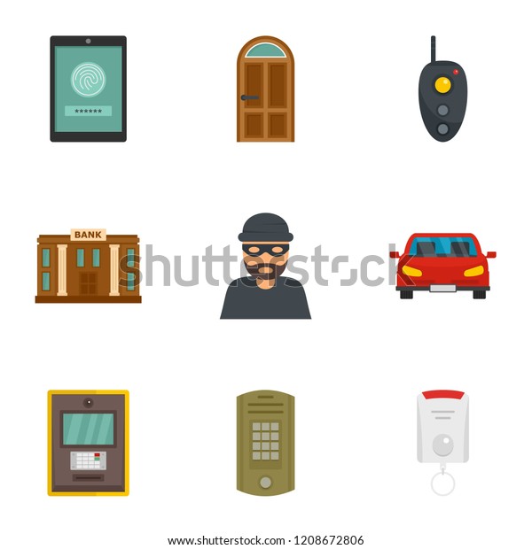 Finance security icon set. Flat set of 9\
finance security vector icons for web\
design