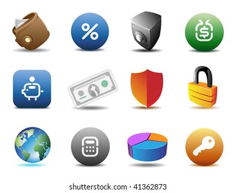 Finance and security icons. Vector illustration.