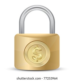 Seguridad financiera. Un candado con el signo del dólar.