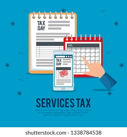finance service tax with smartphone and calendar
