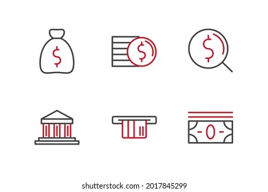 icono de conjunto de finanzas, icono de signo de conjunto de finanzas aisladas, ilustración vectorial
