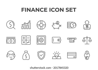 icono de conjunto de finanzas, icono de signo de conjunto de finanzas aisladas, ilustración vectorial