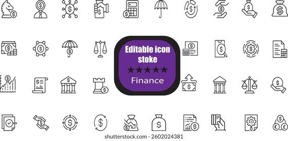 Finance set of web icons in line style