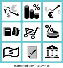 finance and shopping icon set