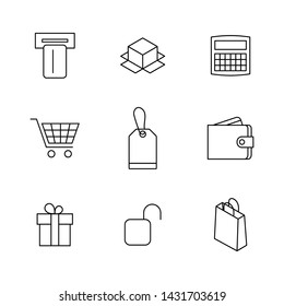 Finance and shopping icons set of thin lines, vector illustration.