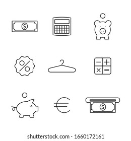 Finance and shopping icons set of thin lines, vector illustration.