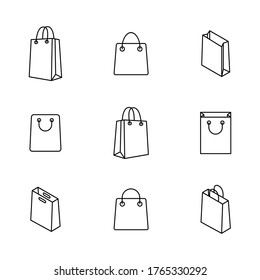 Iconos financieros y de compras conjunto de líneas delgadas, ilustración vectorial.