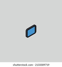 Finance and shopping isometric outline color tablet icon.