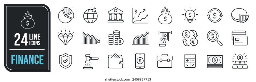 Finance simple minimal thin line icons. Related accounting, bank, payment, economy. ector illustration.