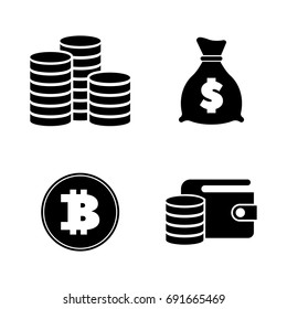 Finance. Simple Related Vector Icons Set for Video, Mobile Apps, Web Sites, Print Projects and Your Design. Black Flat Illustration on White Background.