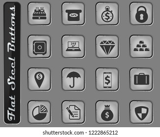 Finance simply vector web icons on the flat steel buttons