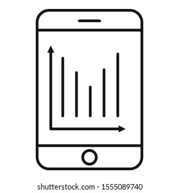 Finance smartphone chart icon. Outline finance smartphone chart vector icon for web design isolated on white background