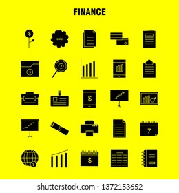 Finance Solid Glyph Icons Set For Infographics, Mobile UX/UI Kit And Print Design. Include: Graph, Business, Rate, Chart, Files, Documents, Folders, Text, Collection Modern Infographic Logo and Pictog