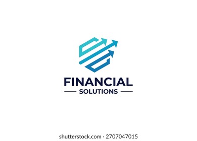Diseño del logotipo de la solución financiera. Plantilla del logotipo de Grow Business