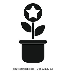 Finance star plant pot icon simple vector. Business growing. Media stage