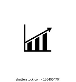 Finance Statistic Bar Icon in black flat shape design isolated on white background 
