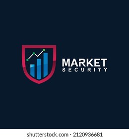 Finance statistic with shield logo design