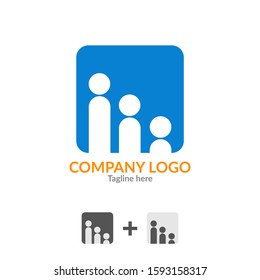 Finance or statistical company logo with people in chart shape. business professional logo. isolated on white background