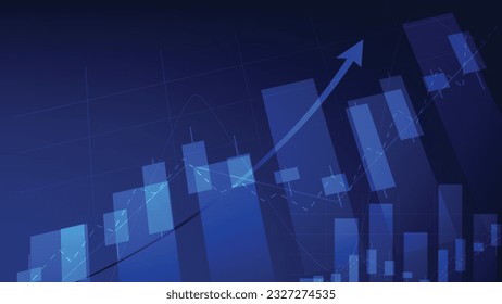 finance statistics background. candlesticks chart on dark blue screen. stock market and business investment concept