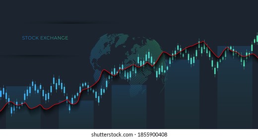 Finance statistics and data Analytics. Stock exchange market, investment, finance and trading. Trading platform. Perfect for web design, banner and presentation. Vector illustration.