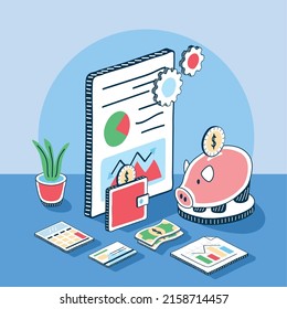 finance statistics and money icons