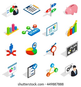 Finance strategy icons set. Isometric 3d illustration of finance strategy vector icons isolated on white background
