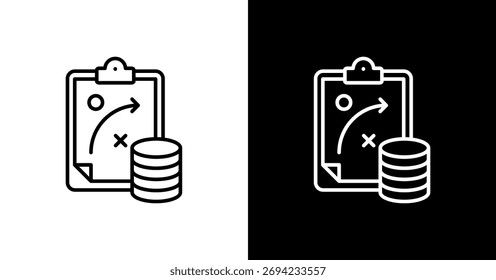 Estrategia financiera Diseño de conjunto de iconos blancos
