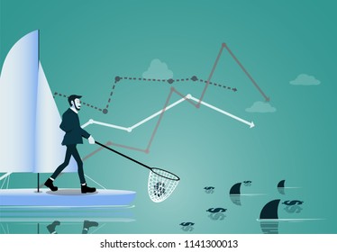 Finance Success.Young business people buying stocks are falling.Turn crisis into opportunityใBusiness concept vector illustration