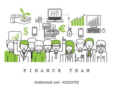 Finanzierung von Team-on-White-Hintergrund-Vektorgrafik, Grafikdesign.