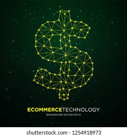 finance technology abstract background, with hi technology concept and dollar geometric triangle lowpoly sign use for web and ads design vector eps 10