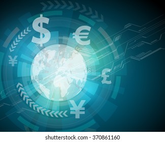 Finance Technology (fintech) And Global Trade, Abstract Image, Vector Illustration