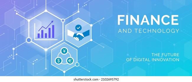 Finance And Technology Icons Connecting Together: Digital Transformation And Innovation